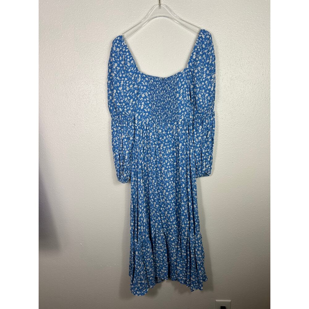 Reformation Mica Floral Longsleeve Midi Dress Blue Sz 0P - Picture 7 of 8
